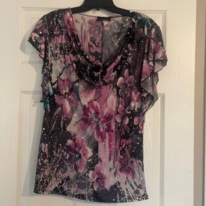 Brittany Black Purple and black blouse with sequences